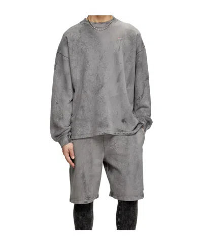 Diesel Mens 93ra S-baxt-t1 Cracked-effect Cotton-jersey Sweatshirt In Gray