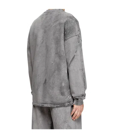 Diesel Mens 93ra S-baxt-t1 Cracked-effect Cotton-jersey Sweatshirt In Gray