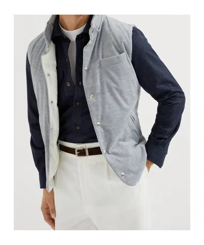 Brunello Cucinelli Hooded Down Vest In Gray