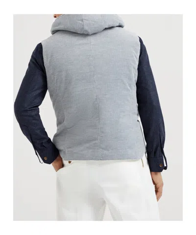 Brunello Cucinelli Hooded Down Vest In Gray