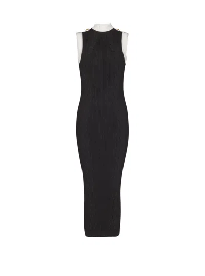 Balmain Sleeveless Torsade Knit Long Dress