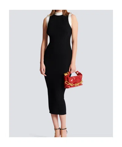 Balmain Sleeveless Torsade Knit Long Dress