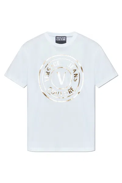 Versace Jeans Couture Logo Printed Crewneck T-shirt In White