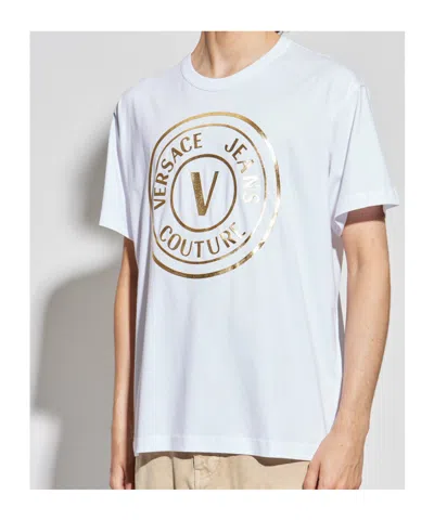 Versace Jeans Couture Logo Printed Crewneck T-shirt In White
