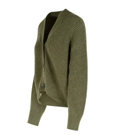 Closed Wool Blend V-necked Cardigan In Green