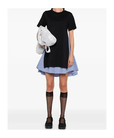 Sacai Poplin X Cotton Jersey T-shirt In Black