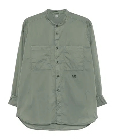C.p. Company Mandarin Collar Shirt Chest Pockets In Multi