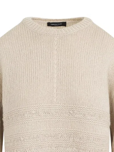 Fabiana Filippi Textured Knit Camel Sweater With Ribbed Edges