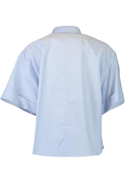 Brunello Cucinelli Embroidered Short-sleeve Shirt In Blue