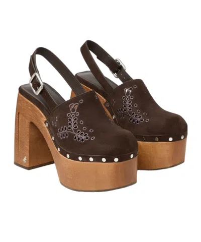 Jimmy Choo Chunky Heel Embroidered Studded Clog