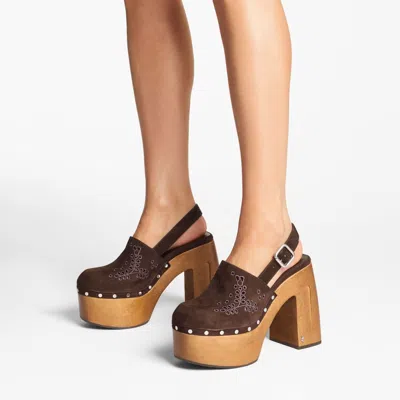 Jimmy Choo Chunky Heel Embroidered Studded Clog