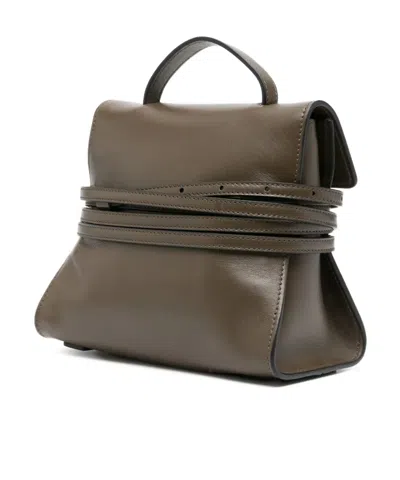 Moschino Nappa Foresta Calfskin Top Handle Tote In Green