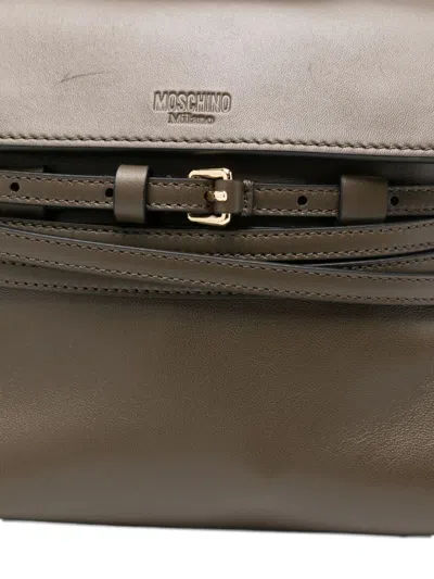 Moschino Nappa Foresta Calfskin Top Handle Tote In Green