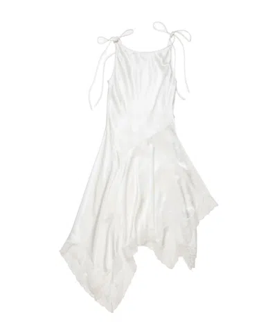 Acne Studios Satin Lace Dress In White