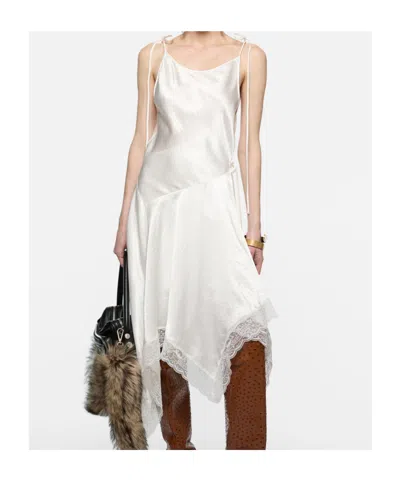 Acne Studios Satin Lace Dress In White