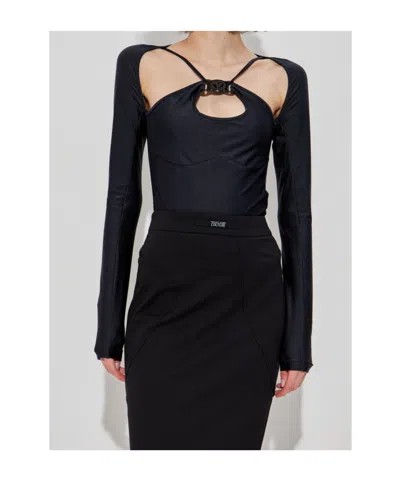 Versace Jeans Long-sleeved Jumpsuit In Black