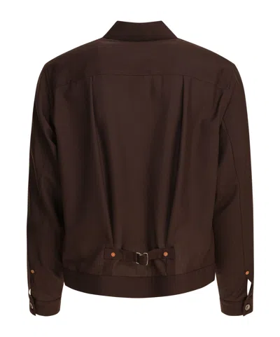Sacai Tailored Jacket With Adjustable Back Strap In Brown