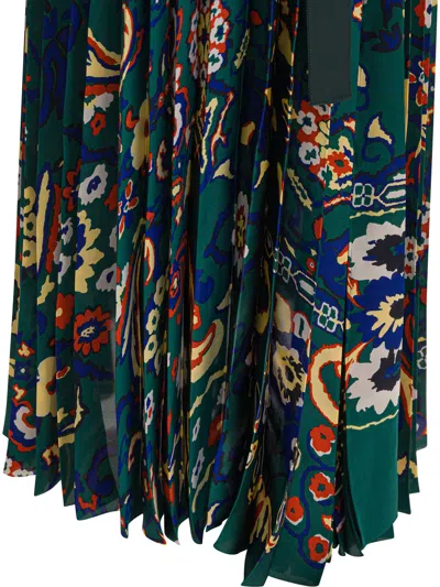 Sacai Floral Print Skirt In Green