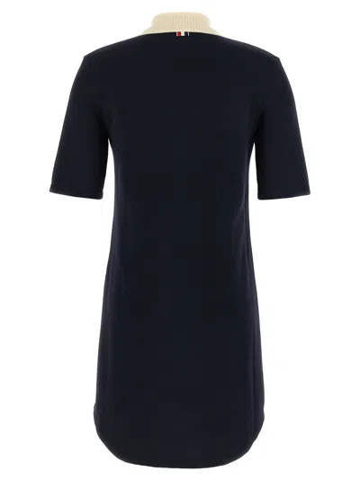 Thom Browne Collared Dress With Short Sleeves In Black