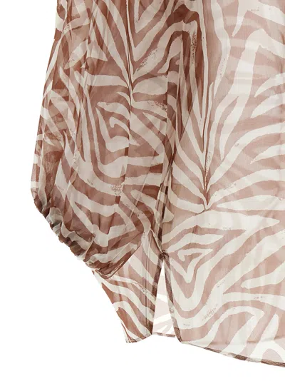 Brunello Cucinelli Zebra Pattern Silk Blouse With Button Detailing In Multi