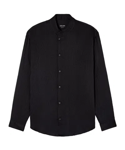 Giorgio Armani Textured Fabric Mandarin Collar Long Sleeves Shirt