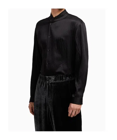 Giorgio Armani Textured Fabric Mandarin Collar Long Sleeves Shirt