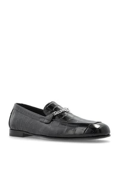 Versace Crocodile-embossed Chain-detail Loafers