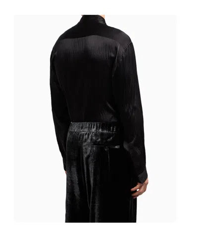 Giorgio Armani Textured Fabric Mandarin Collar Long Sleeves Shirt
