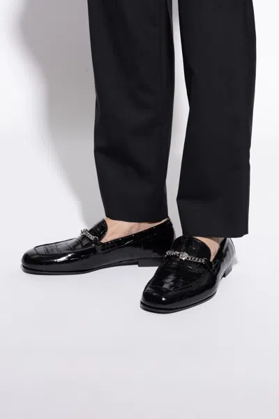 Versace Crocodile-embossed Chain-detail Loafers