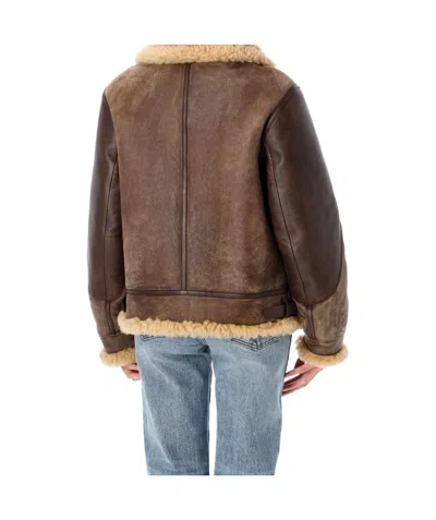 Ralph Lauren Shearling Aviator Jacket Featuring Leather Trim