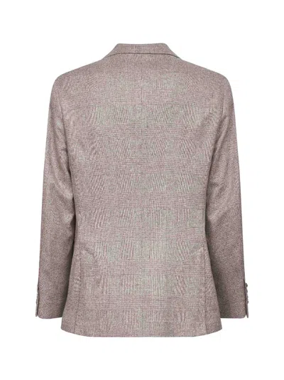 Brunello Cucinelli Men Beige Prince Of Wales Flannel Deconstructed Blazer In Pink