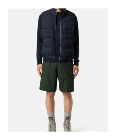 Stone Island Down Vest With Seamless Feather Tunnels And Anti-drop In Blue