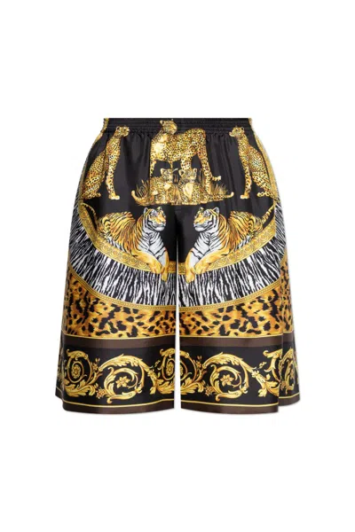 Versace Elastic Waist Shorts In Multi