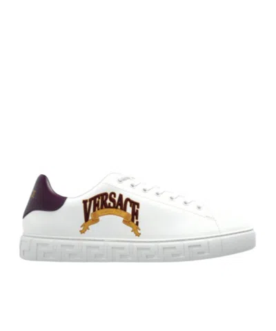 Versace Acanthus Varsity Greca Sneakers In White