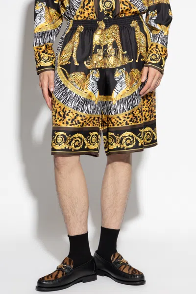 Versace Elastic Waist Shorts In Multi