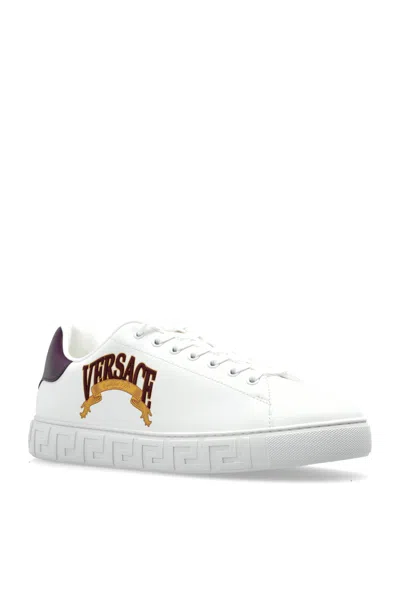 Versace Acanthus Varsity Greca Sneakers In White