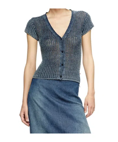 Diesel M-rez Knitted Button-up Cardigan In Gray