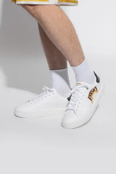 Versace Acanthus Varsity Greca Sneakers In White