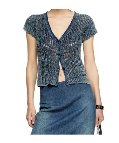 Diesel M-rez Knitted Button-up Cardigan In Gray