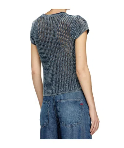 Diesel M-rez Knitted Button-up Cardigan In Gray