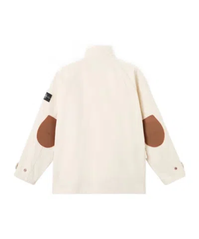 Stone Island Short Parka With Detachable Lining And Elbow Patches In Neutral