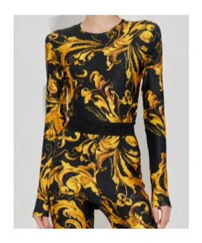 Versace Jeans Printed Jumpsuit In Black