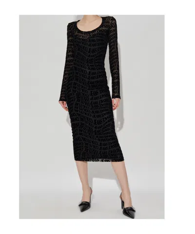 Versace Jeans Long Sleeve Dress In Black