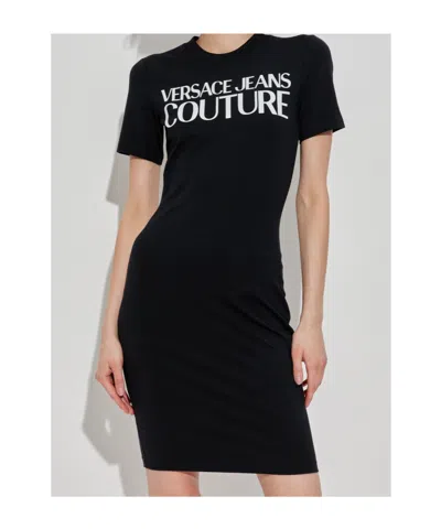 Versace Jeans Short Sleeve Dress In Black