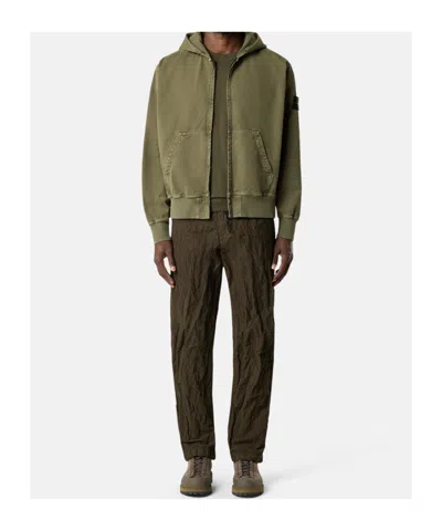 Stone Island 6100017 Organic Panama Cotton 'old' Effect In Green