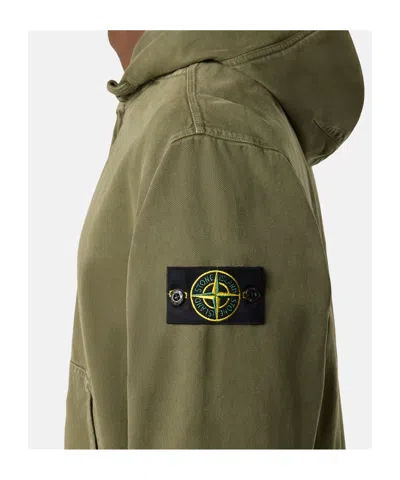 Stone Island 6100017 Organic Panama Cotton 'old' Effect In Green