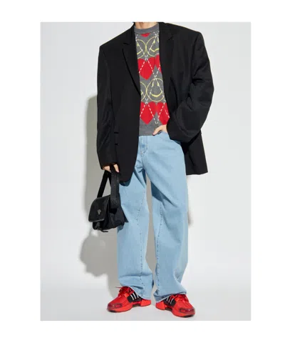 Moschino Ribbed Crewneck Sweater Graphic Pattern In Multi