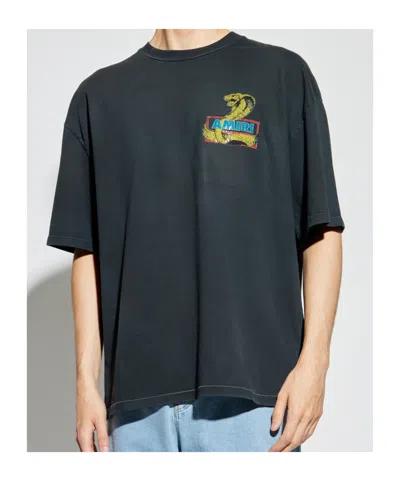 Amiri Crystal Cobra Embellished Printed Cotton-blend Jersey T-shirt In Black