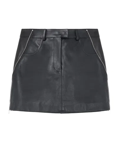 Alexander Mcqueen Women's Zip Detail Leather Mini Skirt In Black In Black