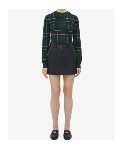 Alexander Mcqueen Women's Zip Detail Leather Mini Skirt In Black In Black